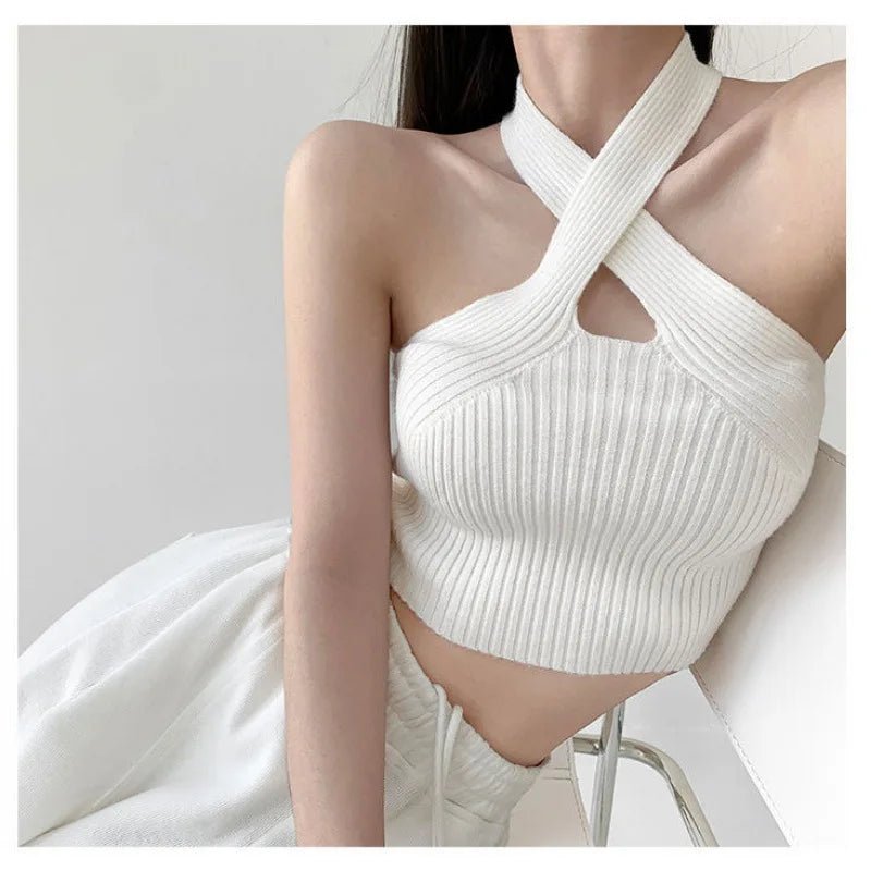 Summer Tank Top for Women 2024 Knitted Bustier Going Out Outfits Solid Color Trendy Basic Slim Fit Y2k Women's Vacation Tops - MAGUSTA BEAUTY
