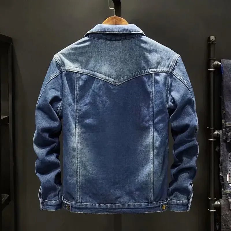 Thickened Fleece-Lined Denim Jacket Men's Loose Fit Warm Work Clothes Trendy Korean Style Versatile Plus Size Casual Wear - MAGUSTA BEAUTY