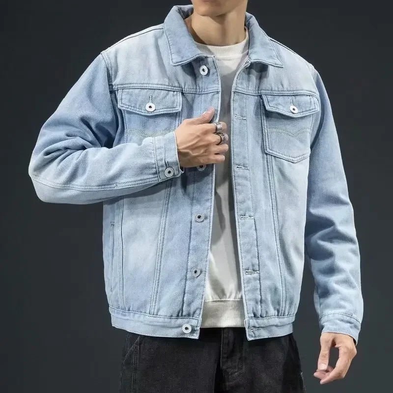 Thickened Fleece-Lined Denim Jacket Men's Loose Fit Warm Work Clothes Trendy Korean Style Versatile Plus Size Casual Wear - MAGUSTA BEAUTY