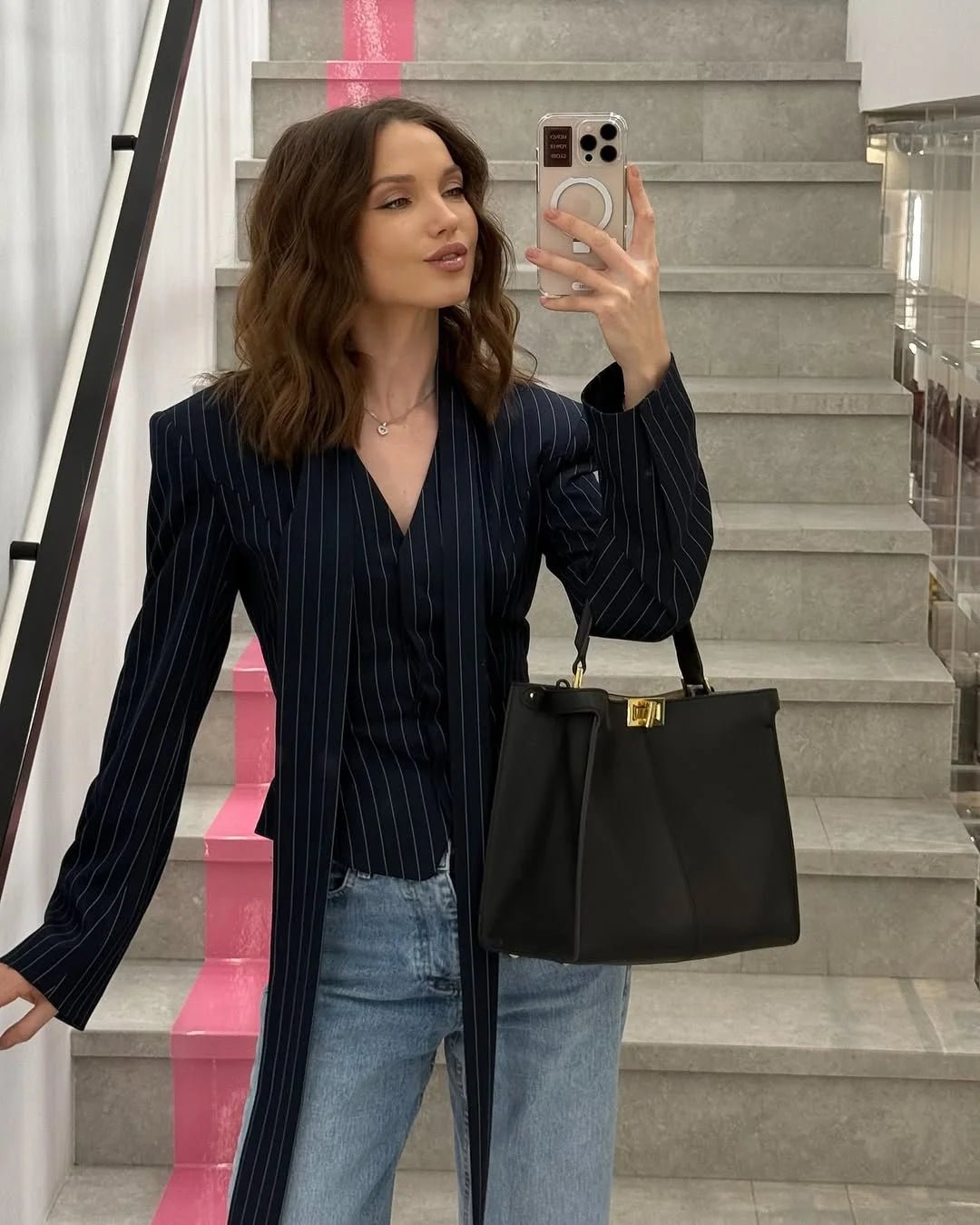 Tossy Elegant Female Striped Suit Coat For Women Scarf Lace-Up Patchwork V-Neck Long Sleeve Luxury Outwear Female Jackets Coat - MAGUSTA BEAUTY