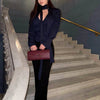 Tossy Elegant Female Striped Suit Coat For Women Scarf Lace-Up Patchwork V-Neck Long Sleeve Luxury Outwear Female Jackets Coat - MAGUSTA BEAUTY