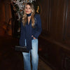 Tossy Elegant Female Striped Suit Coat For Women Scarf Lace-Up Patchwork V-Neck Long Sleeve Luxury Outwear Female Jackets Coat - MAGUSTA BEAUTY
