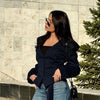 Tossy Elegant Female Striped Suit Coat For Women Scarf Lace-Up Patchwork V-Neck Long Sleeve Luxury Outwear Female Jackets Coat - MAGUSTA BEAUTY