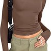 TUSHANGGE Women Long Sleeve T Shirt Spring Autumn Solid Casual Shirts Female Pullovers Tee Y2k Clothes Streetwear Crop Tops - MAGUSTA BEAUTY