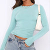 TUSHANGGE Women Long Sleeve T Shirt Spring Autumn Solid Casual Shirts Female Pullovers Tee Y2k Clothes Streetwear Crop Tops - MAGUSTA BEAUTY