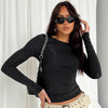 TUSHANGGE Women Long Sleeve T Shirt Spring Autumn Solid Casual Shirts Female Pullovers Tee Y2k Clothes Streetwear Crop Tops - MAGUSTA BEAUTY
