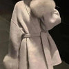 UCXQ Elegant OL Office Lady Overcoats Fur Patchwork Long Sleeve Woolen Coat Beautiful Women's Clothing Jacket Autumn 2025 Winter - MAGUSTA BEAUTY