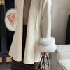 UCXQ Elegant OL Office Lady Overcoats Fur Patchwork Long Sleeve Woolen Coat Beautiful Women's Clothing Jacket Autumn 2025 Winter - MAGUSTA BEAUTY