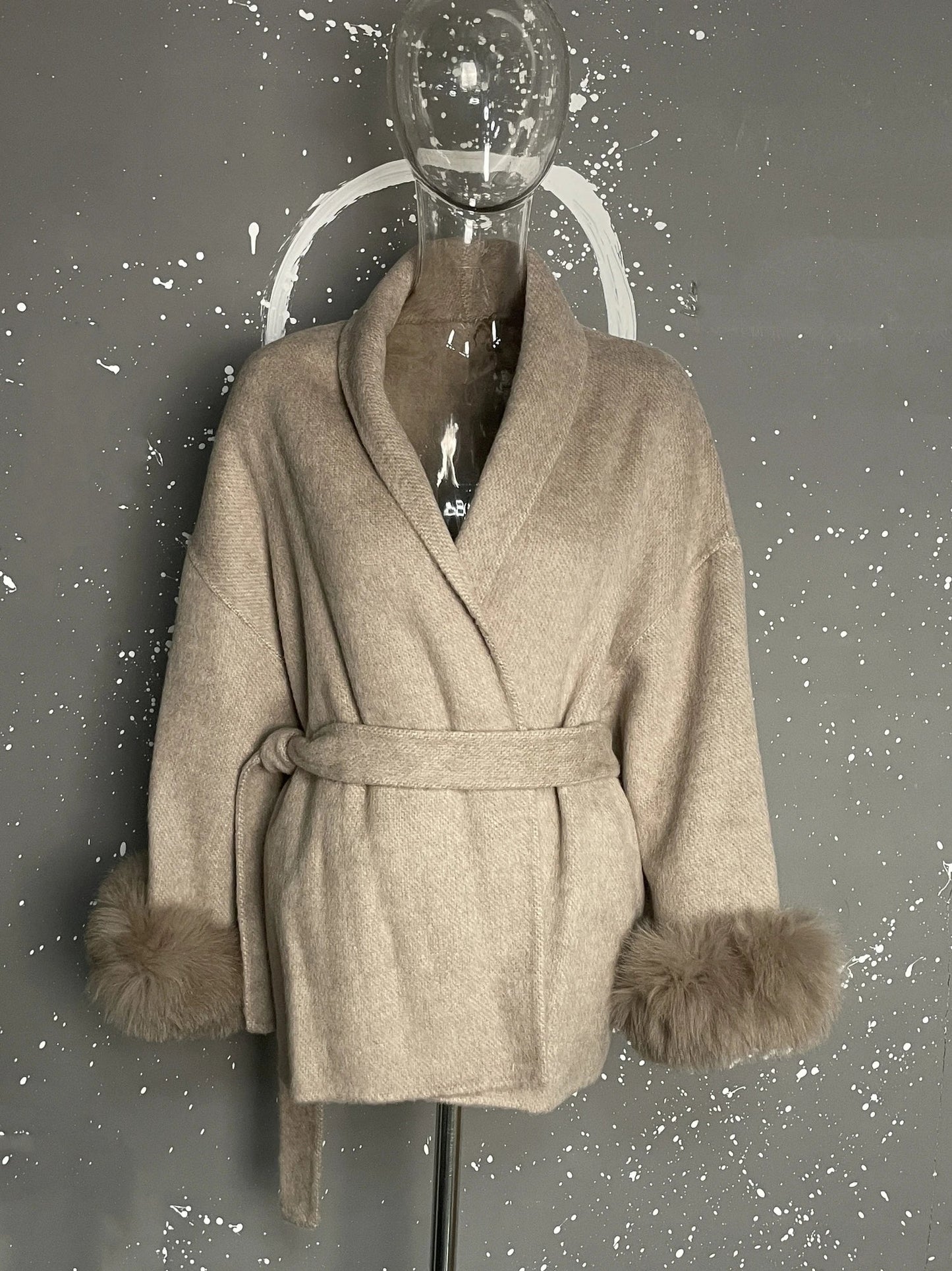 UCXQ Elegant OL Office Lady Overcoats Fur Patchwork Long Sleeve Woolen Coat Beautiful Women's Clothing Jacket Autumn 2025 Winter - MAGUSTA BEAUTY