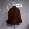UCXQ Elegant OL Office Lady Overcoats Fur Patchwork Long Sleeve Woolen Coat Beautiful Women's Clothing Jacket Autumn 2025 Winter - MAGUSTA BEAUTY