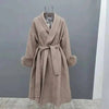 UCXQ Elegant OL Office Lady Overcoats Fur Patchwork Long Sleeve Woolen Coat Beautiful Women's Clothing Jacket Autumn 2025 Winter - MAGUSTA BEAUTY