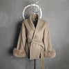 UCXQ Elegant OL Office Lady Overcoats Fur Patchwork Long Sleeve Woolen Coat Beautiful Women's Clothing Jacket Autumn 2025 Winter - MAGUSTA BEAUTY