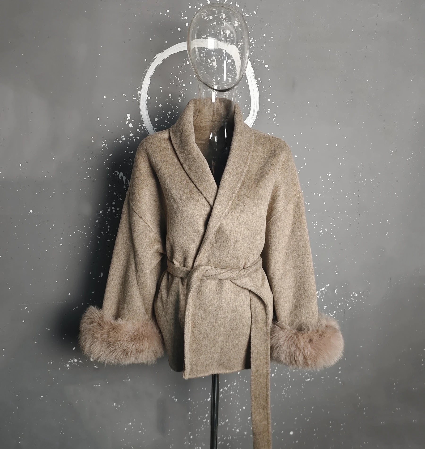 UCXQ Elegant OL Office Lady Overcoats Fur Patchwork Long Sleeve Woolen Coat Beautiful Women's Clothing Jacket Autumn 2025 Winter - MAGUSTA BEAUTY