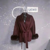 UCXQ Elegant OL Office Lady Overcoats Fur Patchwork Long Sleeve Woolen Coat Beautiful Women's Clothing Jacket Autumn 2025 Winter - MAGUSTA BEAUTY