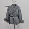 UCXQ Elegant OL Office Lady Overcoats Fur Patchwork Long Sleeve Woolen Coat Beautiful Women's Clothing Jacket Autumn 2025 Winter - MAGUSTA BEAUTY
