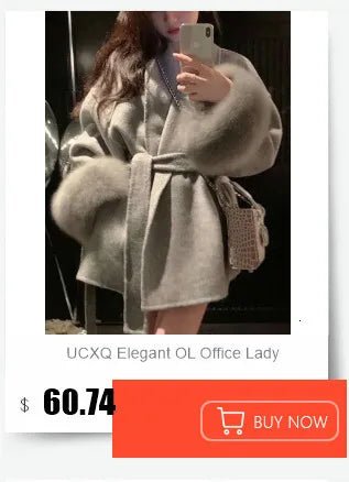 UCXQ Elegant OL Office Lady Overcoats Fur Patchwork Long Sleeve Woolen Coat Beautiful Women's Clothing Jacket Autumn 2025 Winter - MAGUSTA BEAUTY