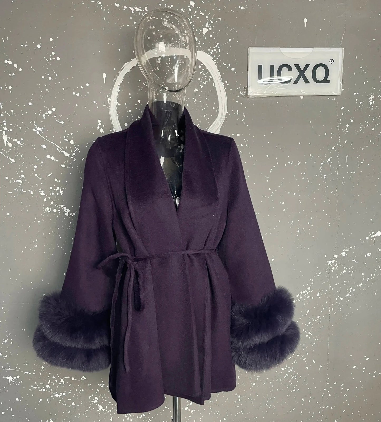UCXQ Elegant OL Office Lady Overcoats Fur Patchwork Long Sleeve Woolen Coat Beautiful Women's Clothing Jacket Autumn 2025 Winter - MAGUSTA BEAUTY