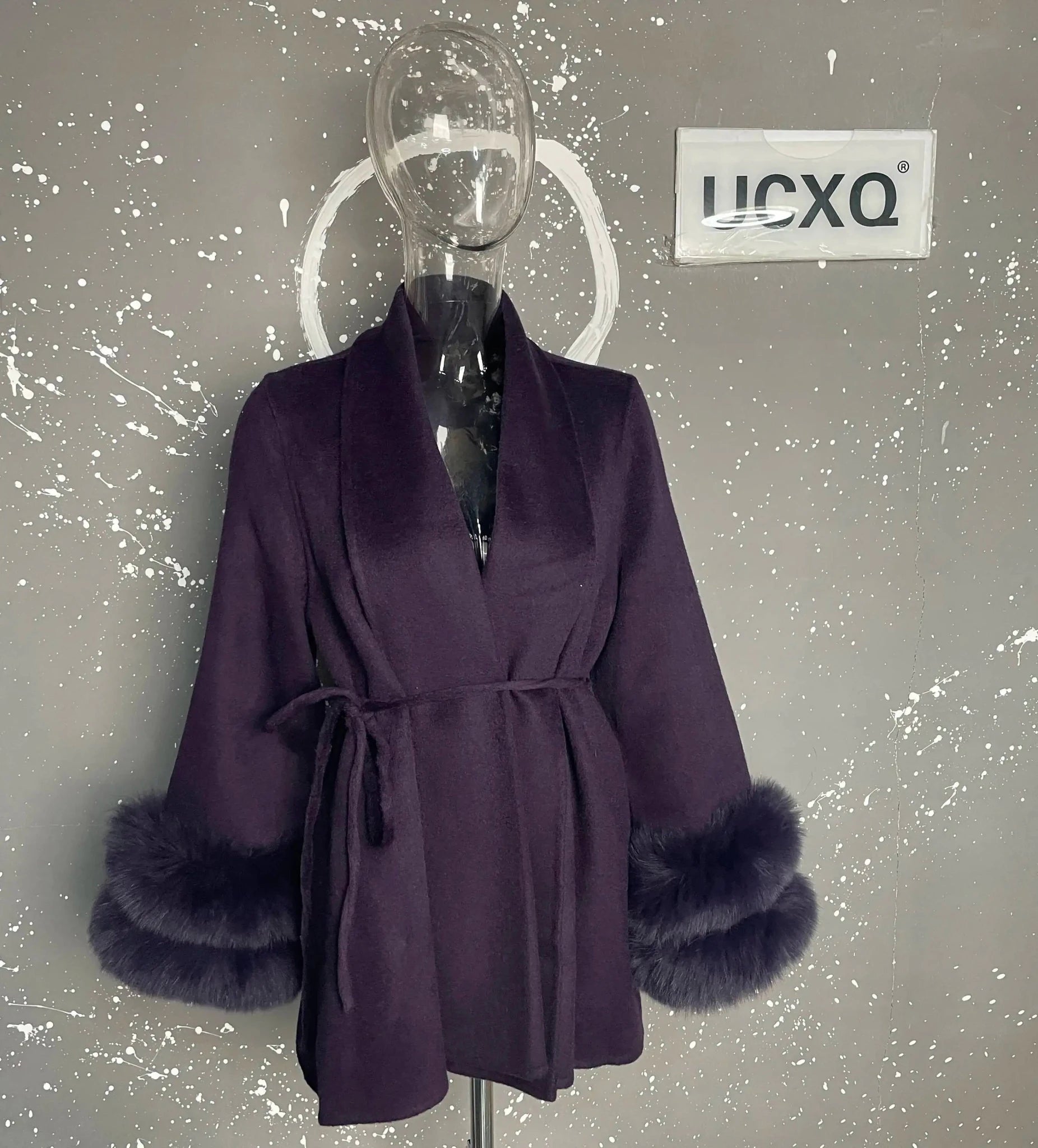 UCXQ Elegant OL Office Lady Overcoats Fur Patchwork Long Sleeve Woolen Coat Beautiful Women's Clothing Jacket Autumn 2025 Winter - MAGUSTA BEAUTY
