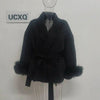 UCXQ Elegant OL Office Lady Overcoats Fur Patchwork Long Sleeve Woolen Coat Beautiful Women's Clothing Jacket Autumn 2025 Winter - MAGUSTA BEAUTY