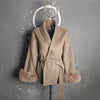 UCXQ Elegant OL Office Lady Overcoats Fur Patchwork Long Sleeve Woolen Coat Beautiful Women's Clothing Jacket Autumn 2025 Winter - MAGUSTA BEAUTY