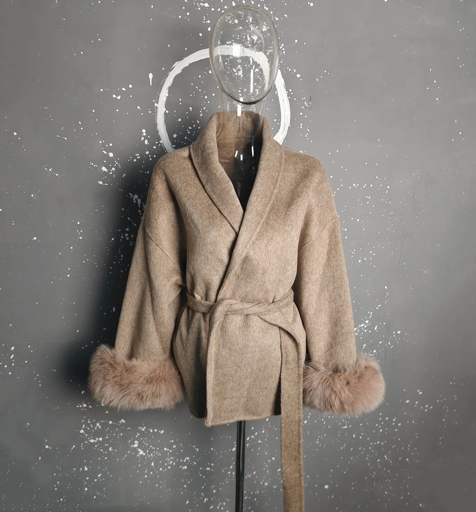 UCXQ Elegant OL Office Lady Overcoats Fur Patchwork Long Sleeve Woolen Coat Beautiful Women's Clothing Jacket Autumn 2025 Winter - MAGUSTA BEAUTY