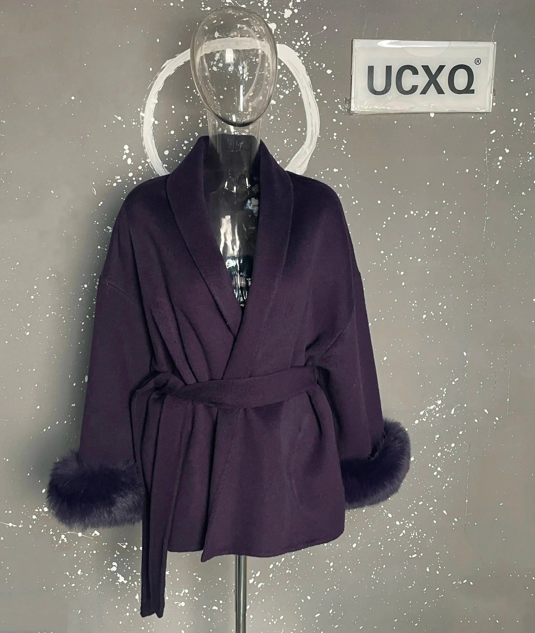 UCXQ Elegant OL Office Lady Overcoats Fur Patchwork Long Sleeve Woolen Coat Beautiful Women's Clothing Jacket Autumn 2025 Winter - MAGUSTA BEAUTY