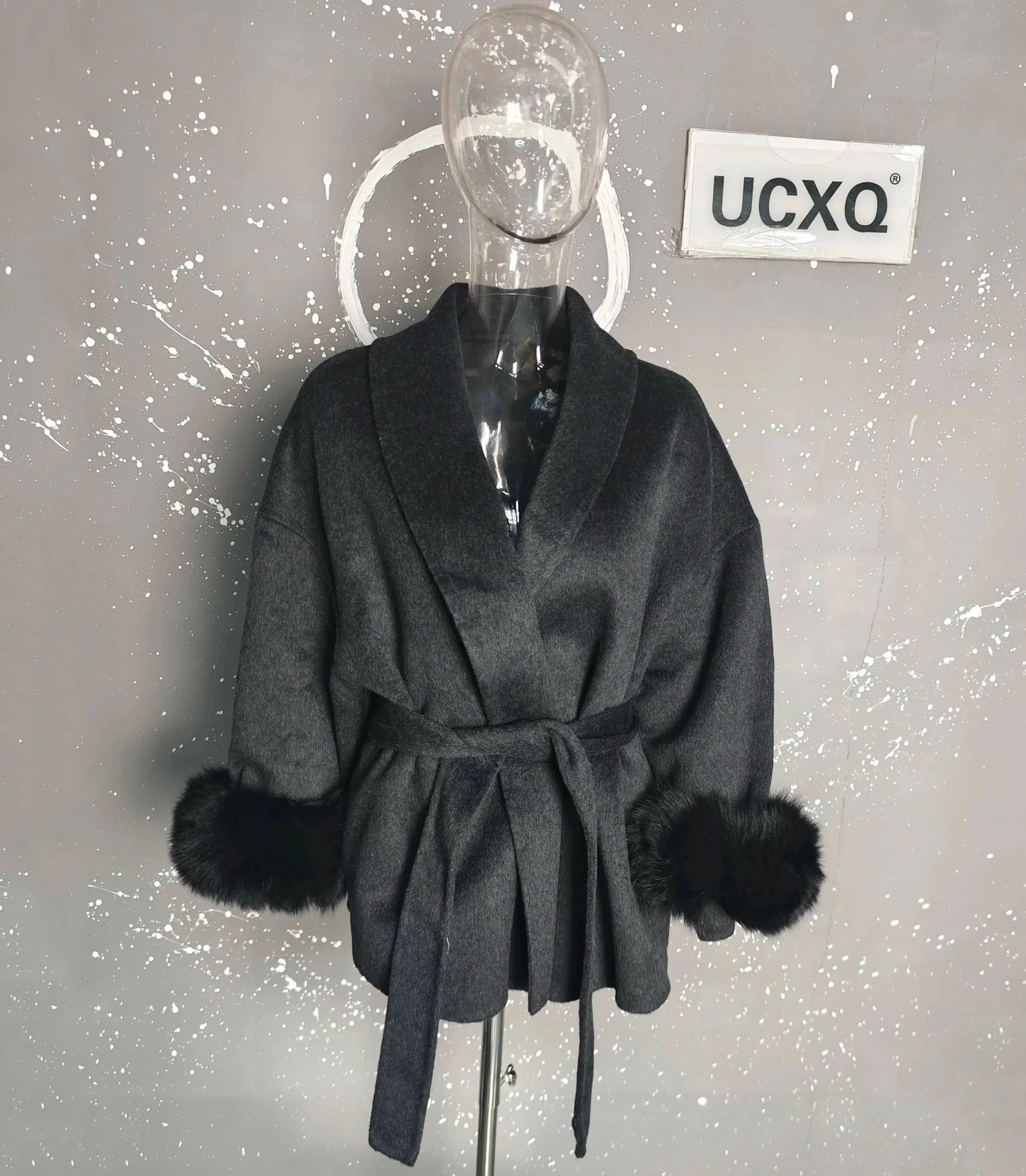 UCXQ Elegant OL Office Lady Overcoats Fur Patchwork Long Sleeve Woolen Coat Beautiful Women's Clothing Jacket Autumn 2025 Winter - MAGUSTA BEAUTY