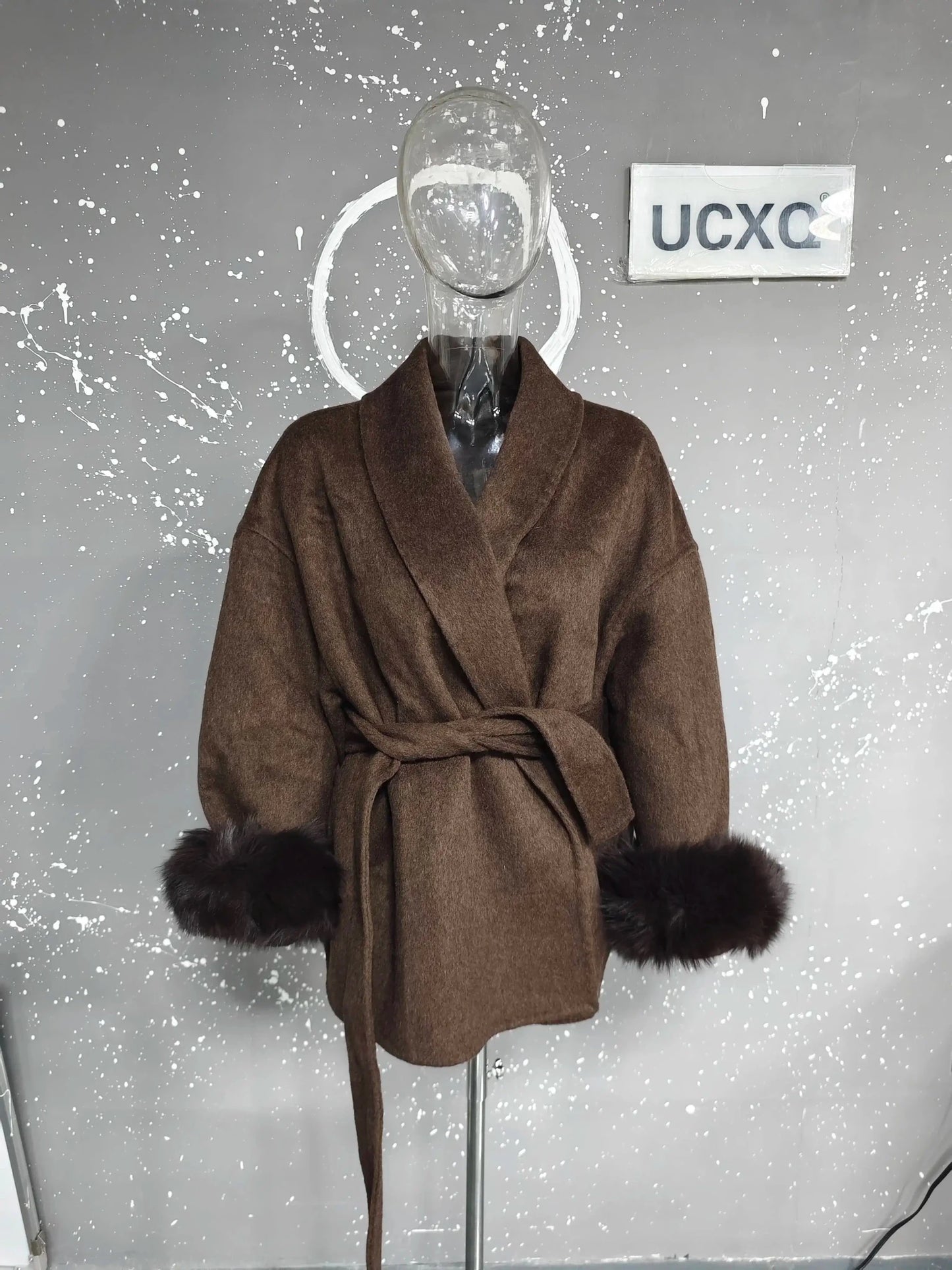 UCXQ Elegant OL Office Lady Overcoats Fur Patchwork Long Sleeve Woolen Coat Beautiful Women's Clothing Jacket Autumn 2025 Winter - MAGUSTA BEAUTY