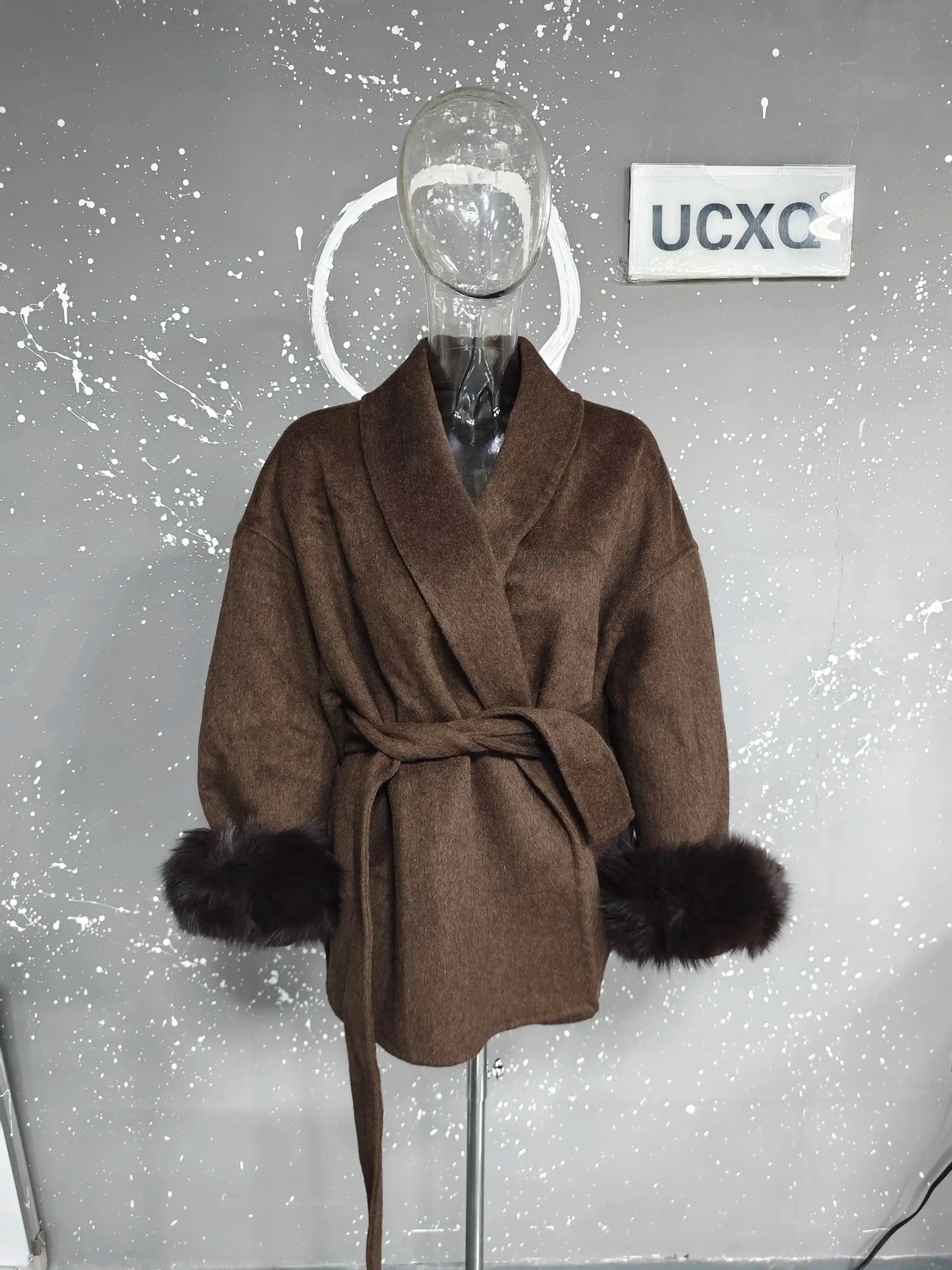 UCXQ Elegant OL Office Lady Overcoats Fur Patchwork Long Sleeve Woolen Coat Beautiful Women's Clothing Jacket Autumn 2025 Winter - MAGUSTA BEAUTY
