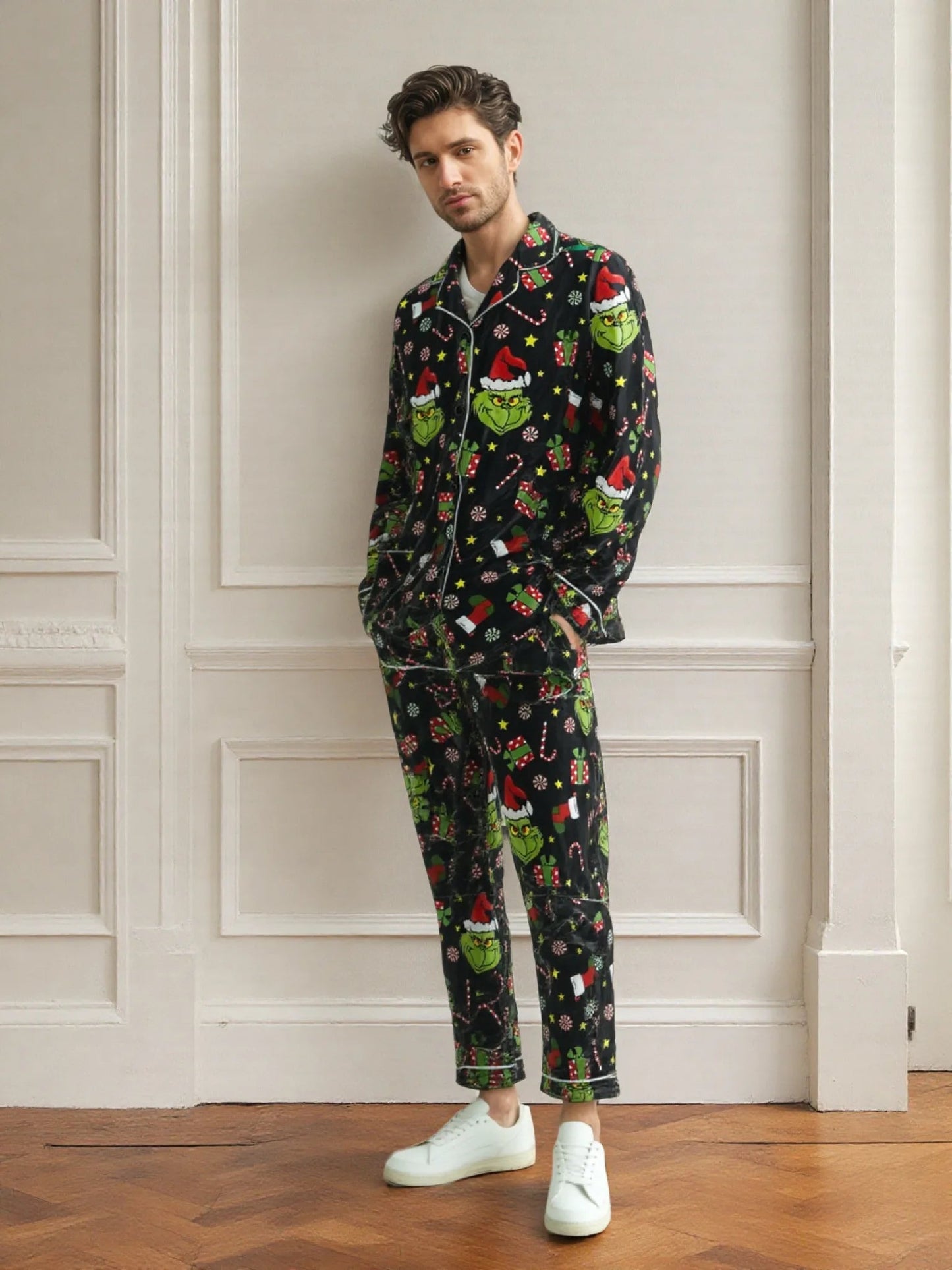 Unisex Christmas Tree Pattern Long - Sleeve Pajama Set Fashionable 3D Print Casual Y2K Style 2025 Collection Comfortable Sleepwear - MAGUSTA BEAUTY