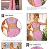 VC Pink Sparkly Sequins Long Dress Beaded Crystal Feather Embellished High Slit Straight Floor - length Prom Evening Gown Vestidos - MAGUSTA BEAUTY