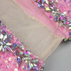 VC Pink Sparkly Sequins Long Dress Beaded Crystal Feather Embellished High Slit Straight Floor - length Prom Evening Gown Vestidos - MAGUSTA BEAUTY