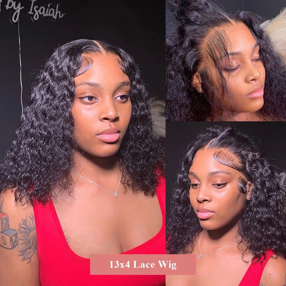 Water Curly Short Bob Wigs 250% Brazilian Ready to Go 7x5 Glueless Human Hair Wigs 13x6 Deep Wave HD Lace Frontal Wig For Women - MAGUSTA BEAUTY