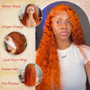 Water Wave Ginger Lace Front Wigs Human Hair 13x4 13x6 350 Colored Wigs 100% Brazilian Human Hair Deep Curly Wigs Orange Ginger - MAGUSTA BEAUTY