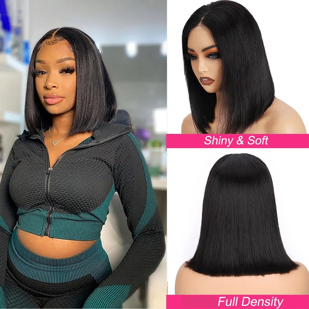 Wear And Go Glueless Wigs Human Hair Bob Straight Pre Cut Lace Front Wigs Human Hair Upgraded No Glue Lace Front Wigs For Women - MAGUSTA BEAUTY