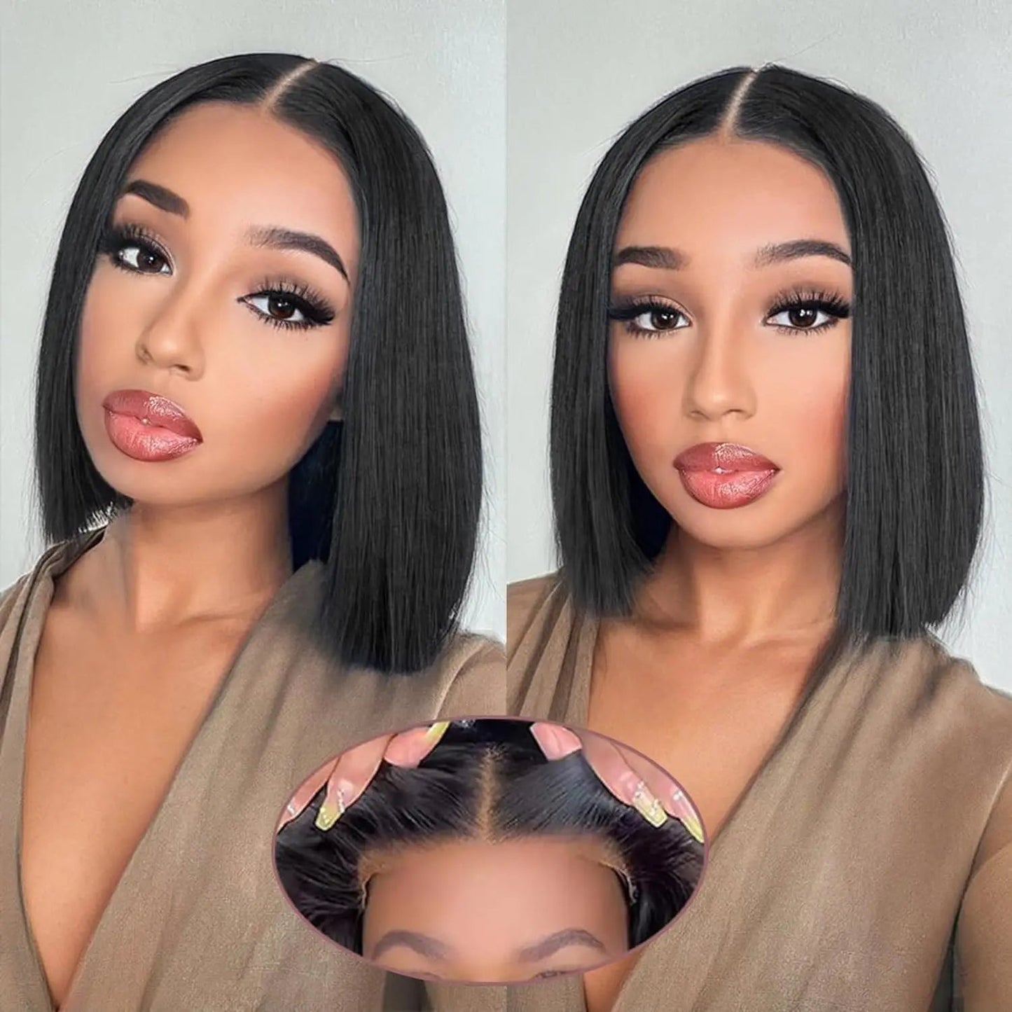 Wear And Go Glueless Wigs Human Hair Bob Straight Pre Cut Lace Front Wigs Human Hair Upgraded No Glue Lace Front Wigs For Women - MAGUSTA BEAUTY
