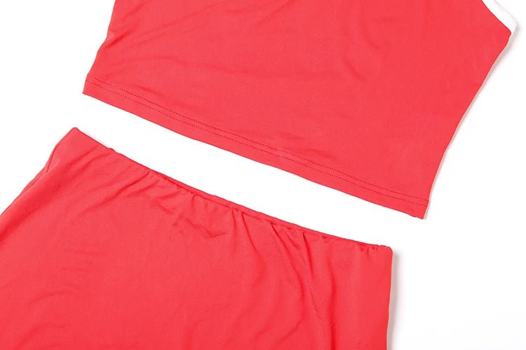 Weird Puss Casual Simple Women 2 Piece Set Tracksuit Skinny Tank Tops+Irregular Hem Skirts Matching Stretch Streetwear Outfits - MAGUSTA BEAUTY