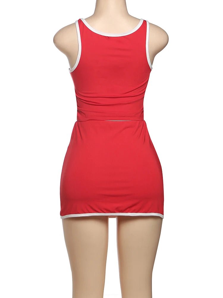 Weird Puss Casual Simple Women 2 Piece Set Tracksuit Skinny Tank Tops+Irregular Hem Skirts Matching Stretch Streetwear Outfits - MAGUSTA BEAUTY