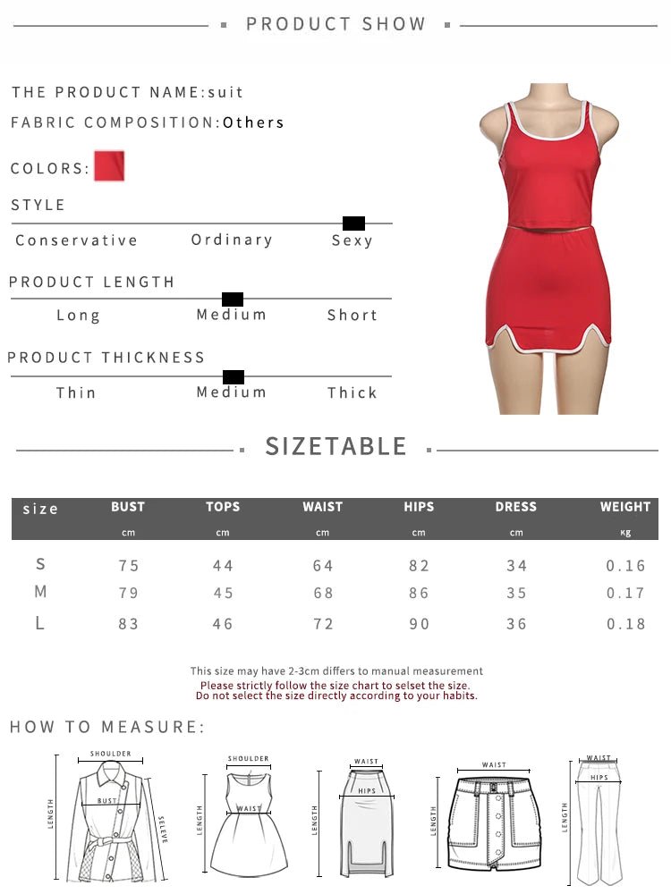 Weird Puss Casual Simple Women 2 Piece Set Tracksuit Skinny Tank Tops+Irregular Hem Skirts Matching Stretch Streetwear Outfits - MAGUSTA BEAUTY