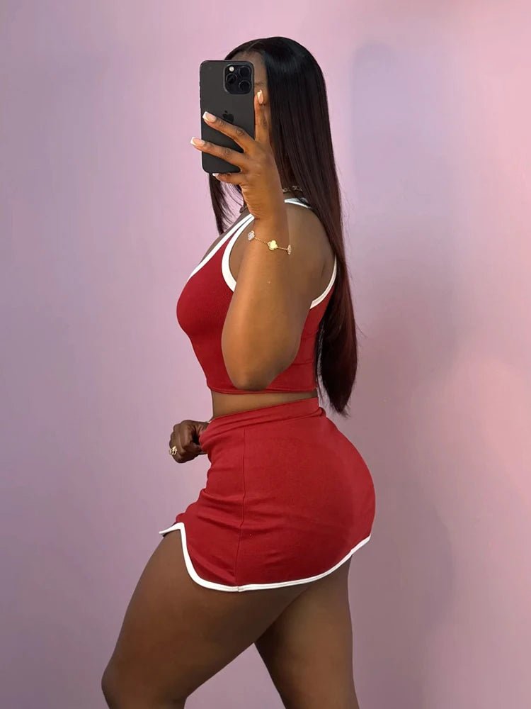 Weird Puss Casual Simple Women 2 Piece Set Tracksuit Skinny Tank Tops+Irregular Hem Skirts Matching Stretch Streetwear Outfits - MAGUSTA BEAUTY