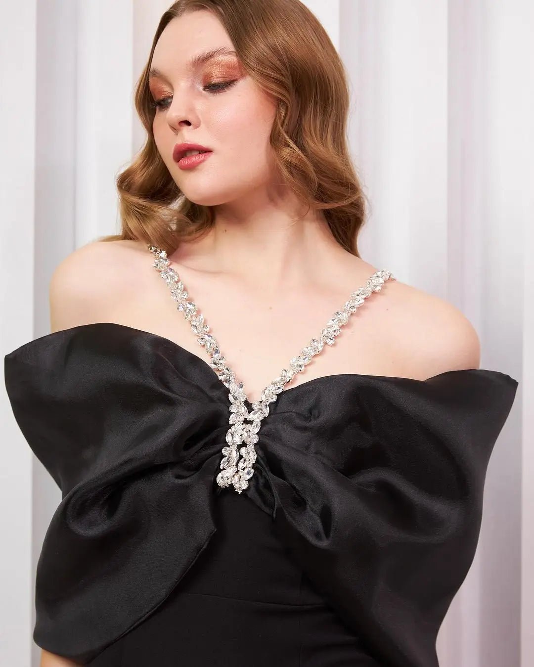 White Black Color Women Sexy Off the Shoulder Beading Halter Bodycon Long Bandage Dress Celebrate Evening Party Dress Wholesale - MAGUSTA BEAUTY