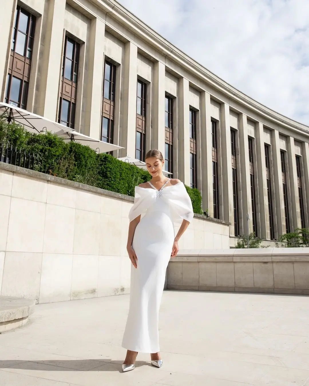 White Black Color Women Sexy Off the Shoulder Beading Halter Bodycon Long Bandage Dress Celebrate Evening Party Dress Wholesale - MAGUSTA BEAUTY
