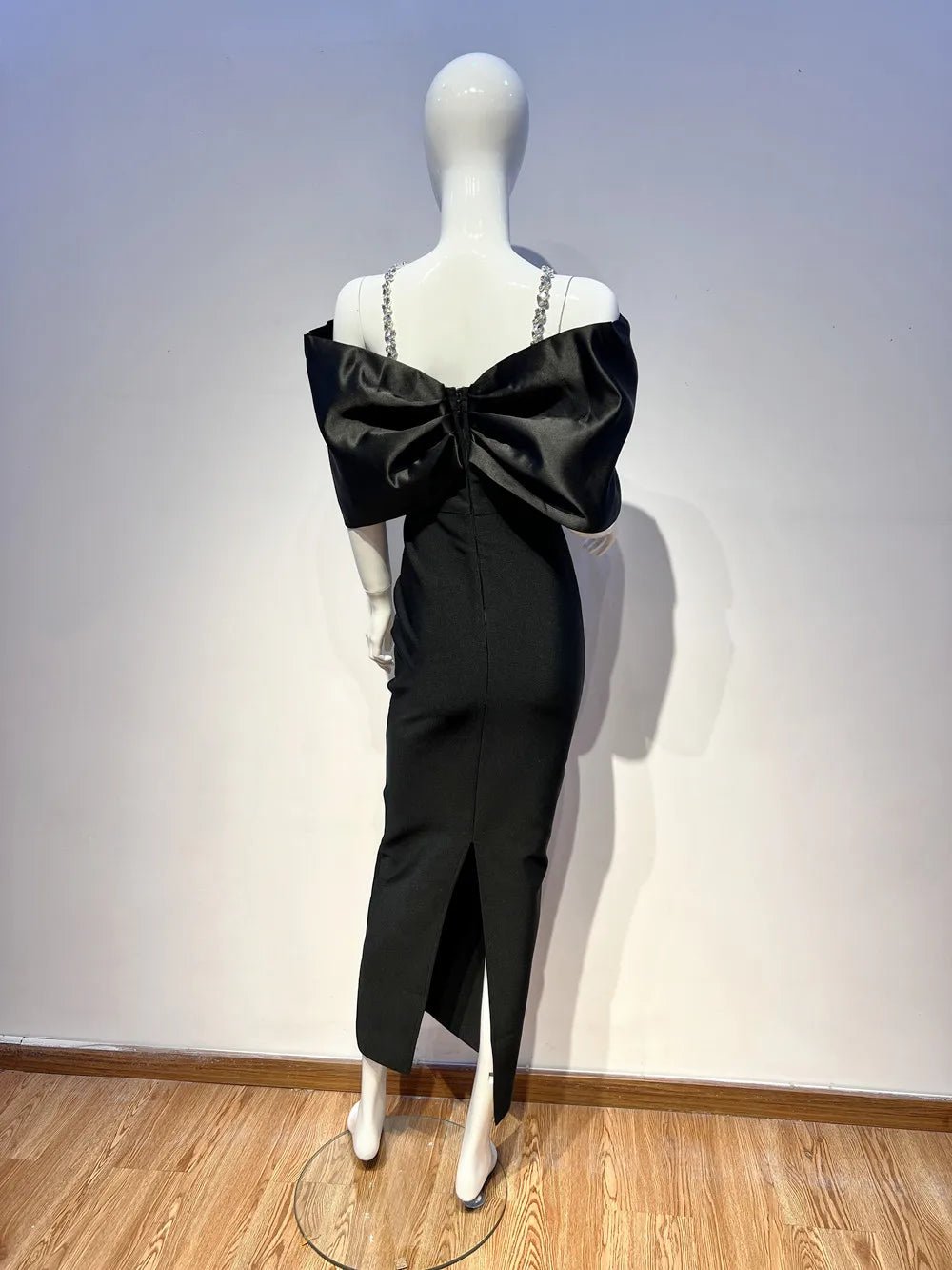 White Black Color Women Sexy Off the Shoulder Beading Halter Bodycon Long Bandage Dress Celebrate Evening Party Dress Wholesale - MAGUSTA BEAUTY