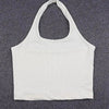 White Halter Sexy Backless Tank Tops for Women Streetwear 2023 Sleeveless Ribbed Knit Vest Top Cropped Feminino - MAGUSTA BEAUTY