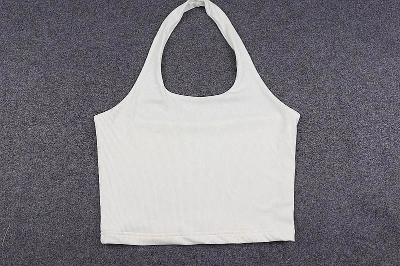White Halter Sexy Backless Tank Tops for Women Streetwear 2023 Sleeveless Ribbed Knit Vest Top Cropped Feminino - MAGUSTA BEAUTY