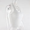 White Halter Sexy Backless Tank Tops for Women Streetwear 2023 Sleeveless Ribbed Knit Vest Top Cropped Feminino - MAGUSTA BEAUTY