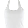 White Halter Sexy Backless Tank Tops for Women Streetwear 2023 Sleeveless Ribbed Knit Vest Top Cropped Feminino - MAGUSTA BEAUTY