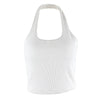 White Halter Sexy Backless Tank Tops for Women Streetwear 2024 Sleeveless Ribbed Knit Vest Top Cropped Feminino - MAGUSTA BEAUTY