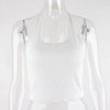 White Halter Sexy Backless Tank Tops for Women Streetwear 2024 Sleeveless Ribbed Knit Vest Top Cropped Feminino - MAGUSTA BEAUTY