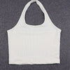 White Halter Sexy Backless Tank Tops for Women Streetwear 2024 Sleeveless Ribbed Knit Vest Top Cropped Feminino - MAGUSTA BEAUTY